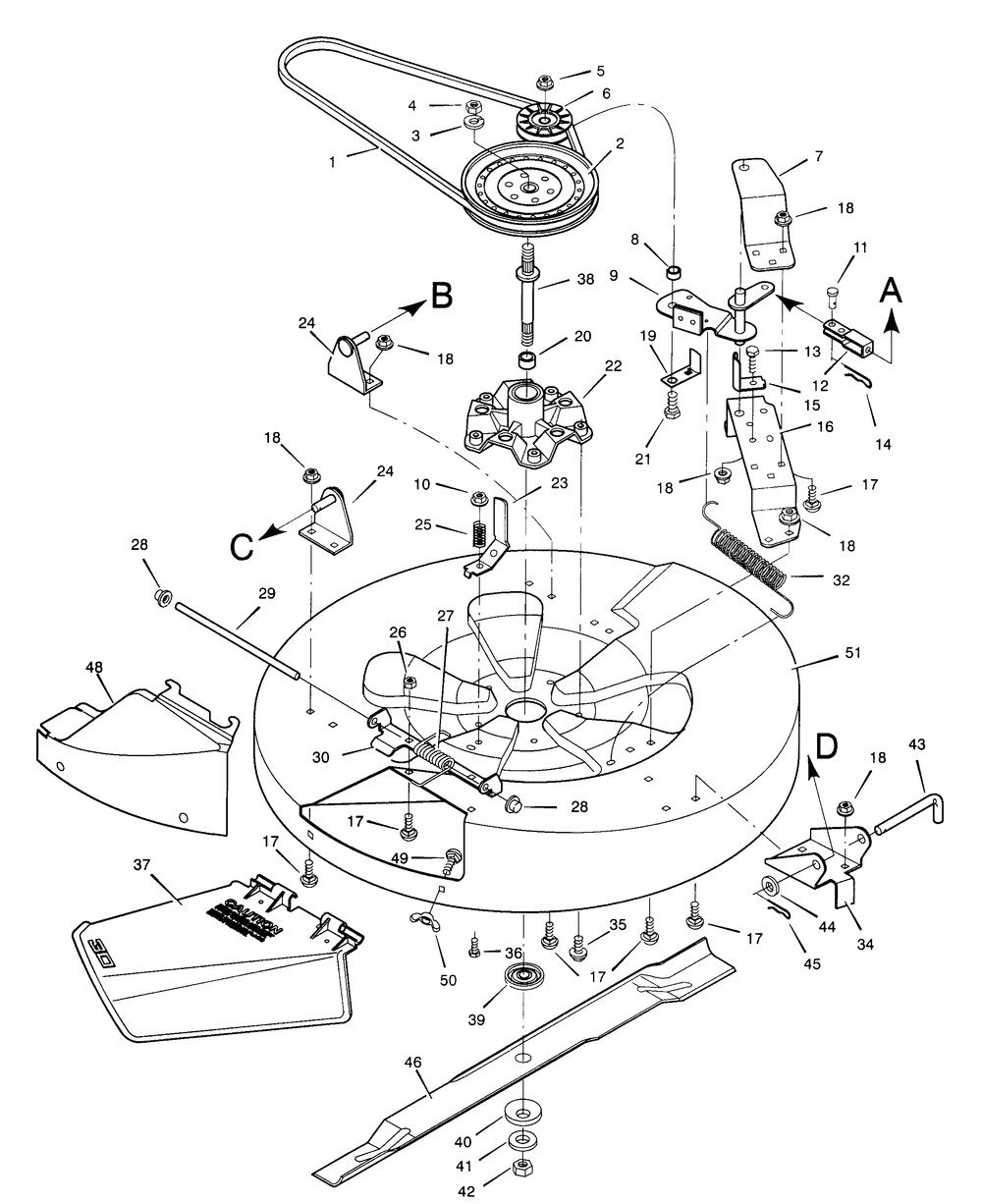 Mower Housing Diagram and Parts List for 30577X7A  Briggs and Stratton Lawn Tractor